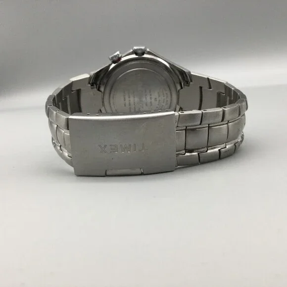 Timex Watch Men I-Control 39mm Silver Tone Black Dial Date New Battery 7.75